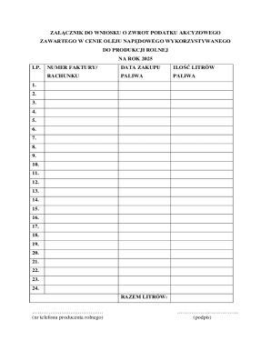 Polish Agricultural Fuel Tax Refund Form 2025