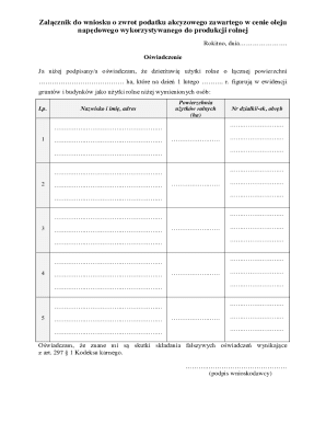 Polish Agricultural Fuel Tax Refund Declaration