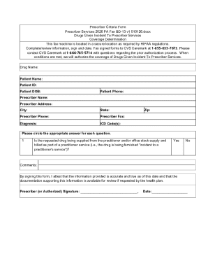 Prescriber Criteria Form