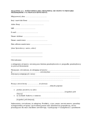 Polish Consumer Rights Withdrawal Form