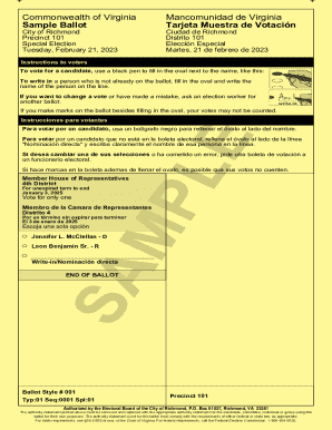 Virginia Sample Ballot