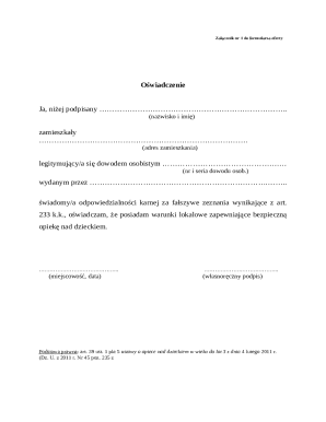 Child Care Declaration Form