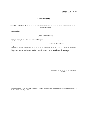 Childcare Attendant Certificate Attachment