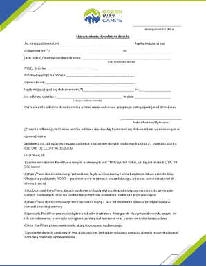 Child Pickup Authorization Form