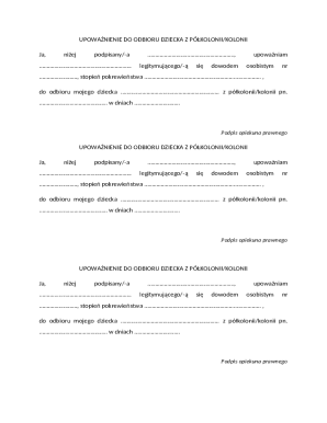 Child Pickup Authorization Form