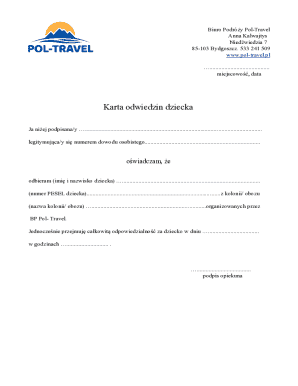 Child Visit Card