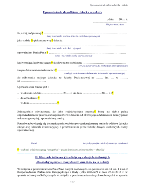 Child Pickup Authorization Form