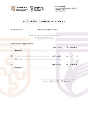 Child Pickup Authorization Form