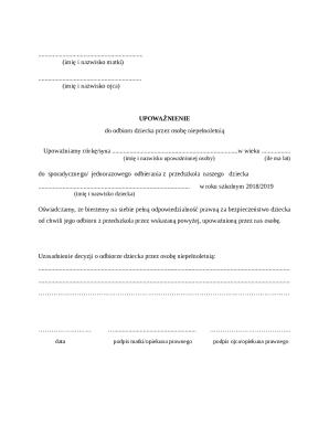 Child Pickup Authorization Form