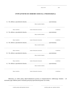 Child Pickup Authorization Form