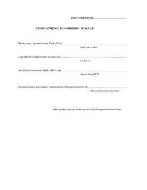 Authorization to Receive Goods