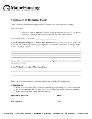 Verification of Homeless Status Form