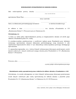 Child Pickup Authorization Form