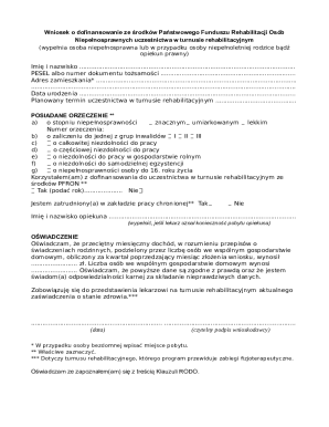 Application for PFRON Funding for Rehabilitation Stay