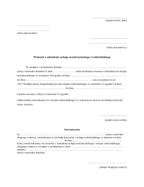 Maternity and Parental Leave Application