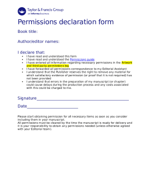 Permissions Declaration Form
