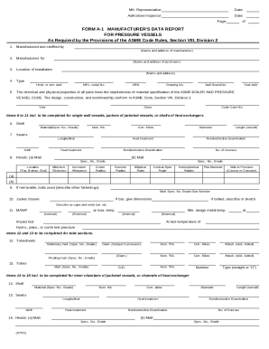 Manufacturer's Data Report Form A-1