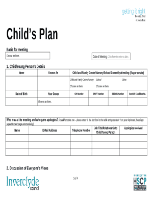 Child’s Plan Meeting Form
