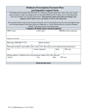 Medicare Prescription Payment Plan Participation Request Form