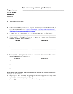 Non-Compulsory Uniform Questionnaire