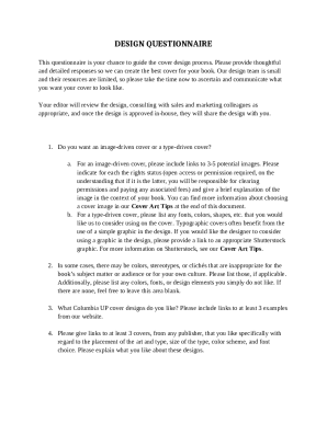 Book Cover Design Questionnaire