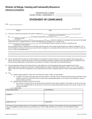 US Federal Statement of Compliance