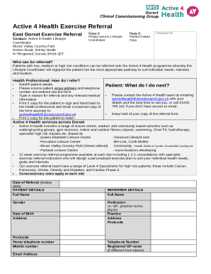 Active 4 Health Exercise Referral Form
