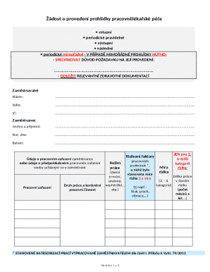 Czech Occupational Health Examination Request Form