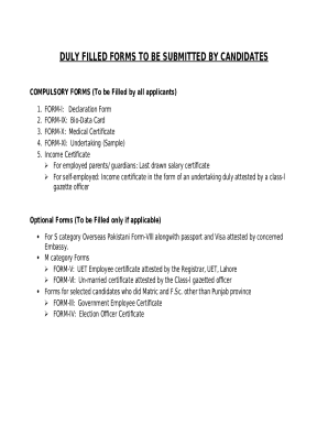 University of Engineering and Technology Lahore Admission Forms