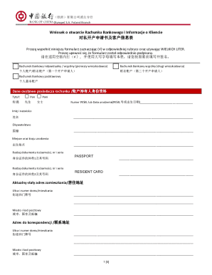 Poland Bank Account Application Form