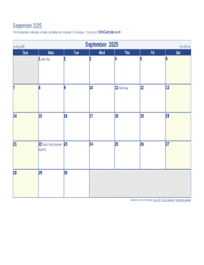 September 2025 Calendar