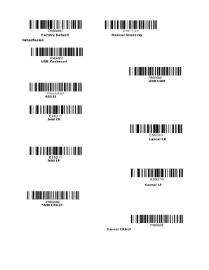 Factory Default Manual Scanning Settings
