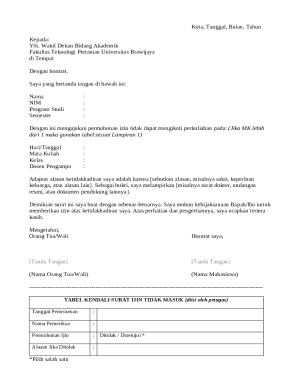 Student Permission Letter for Absence