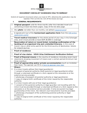 Schengen Visa to Norway Checklist