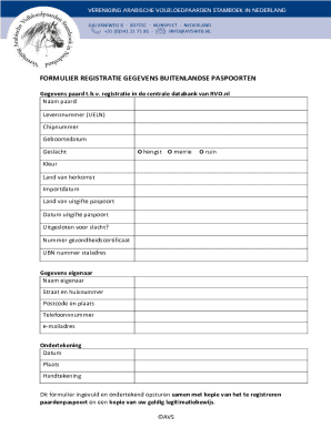 Formulier Registratie Gegevens Buitenlandse Paspoorten