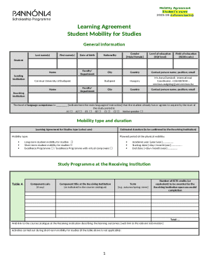 Student Mobility Agreement