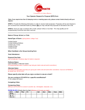 Tour Operator Request for Proposal Form