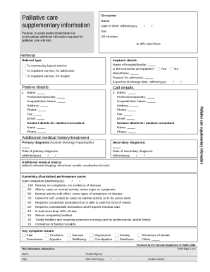 Palliative Care Supplementary Information Form