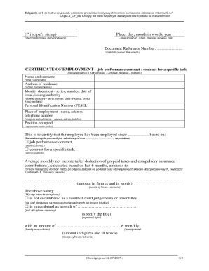 Certificate of Employment for Mortgage Loans