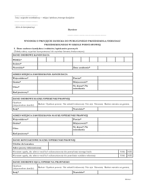 Polish Kindergarten Application Form