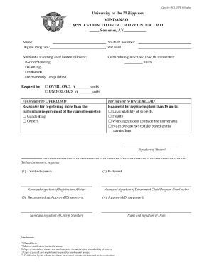 University of the Philippines Mindanao Overload/Underload Application