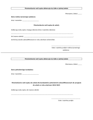 School Enrollment Confirmation Form