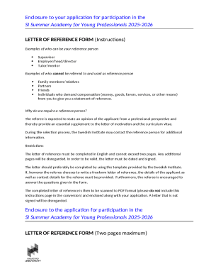 Letter of Reference Form