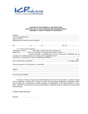 Spanish Legal Communication Receipt Form