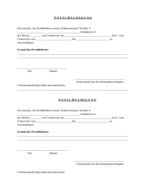 German Student Absence Excuse Note