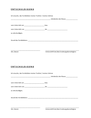 Entschuldigung für Fehlzeiten