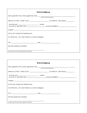 Absence Excuse Letter Template