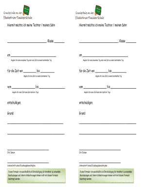 School Absence Excuse Form