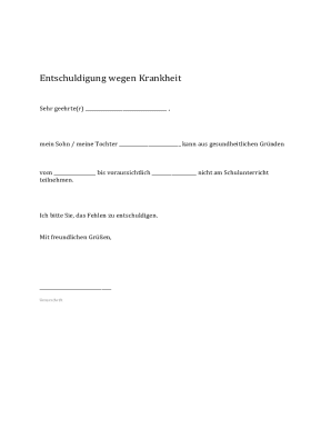 Sickness Excuse Note