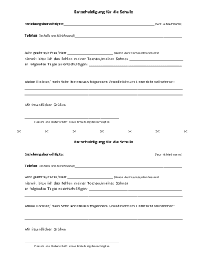 School Absence Excuse Note